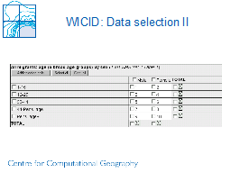WICID: Data selection II