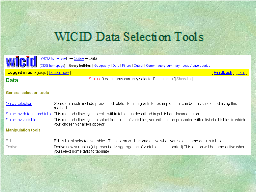 WICID Data Selection Tools
