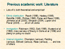 Previous academic work: Literature