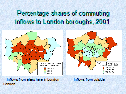Percentage shares of commuting inflows to London boroughs, 2001 