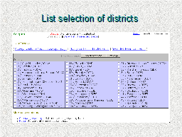 List selection of districts 