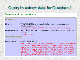 Query to extract data for Question 1