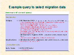 Example query to select migration data