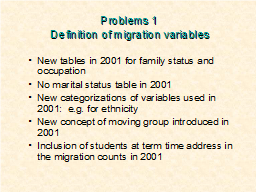 Problems 1 Definition of migration variables