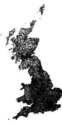 Map showing GB Wards 1991 boundaries