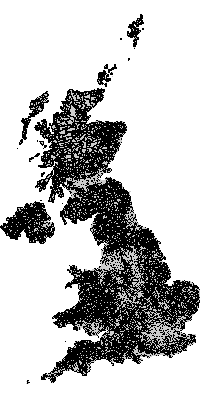 Map showing UK Output Areas 2001 boundaries