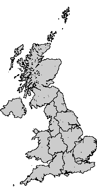 Map showing UK Government Office Regions (1999-) boundaries