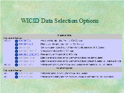 WICID Data Selection Options