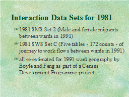 Interaction Data Sets for 1981