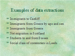 Examples of data extractions