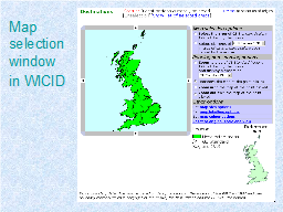 Map selection window in WICID 
