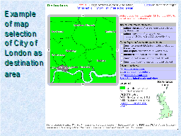 Example of map selection of City of London as destination area 