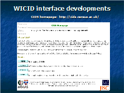 WICID interface developments