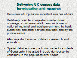 Delivering UK census data  for education and research
