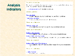Analysis indicators