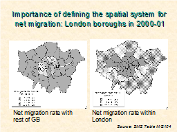 Importance of defining the spatial system for  net migration: London boroughs in 2000-01