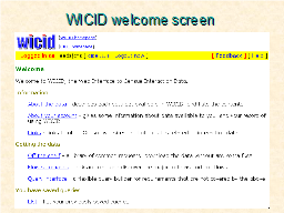 WICID welcome screen 