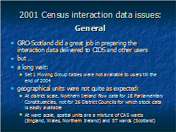 2001 Census interaction data issues:   General