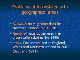 Problems of inconsistency in geographical areas