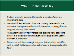 WICID - Inbuilt flexibility