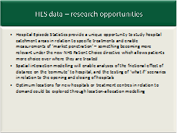 HES data – research opportunities