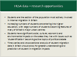 HESA data – research opportunities