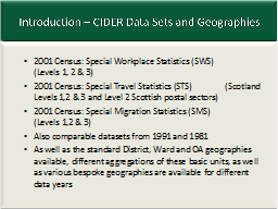 Introduction – CIDER Data Sets and Geographies