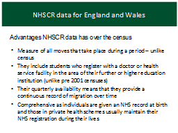 NHSCR data for England and Wales