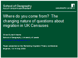 Where do you come from?  The changing nature of questions about migration in UK Censuses