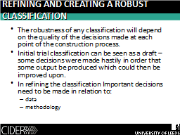 Refining and creating a robust classification