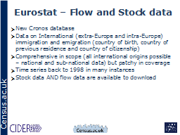 Eurostat – Flow and Stock data