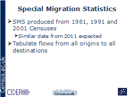 Special Migration Statistics