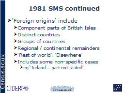 1981 SMS continued