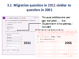 3.1  Migration question in 2011 similar to  question in 2001